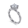 Ama - 14K White Gold Twisted Round Halo Diamond Engagement Ring - 0.28 ct