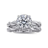 Ama - 14K White Gold Twisted Round Halo Diamond Engagement Ring - 0.28 ct
