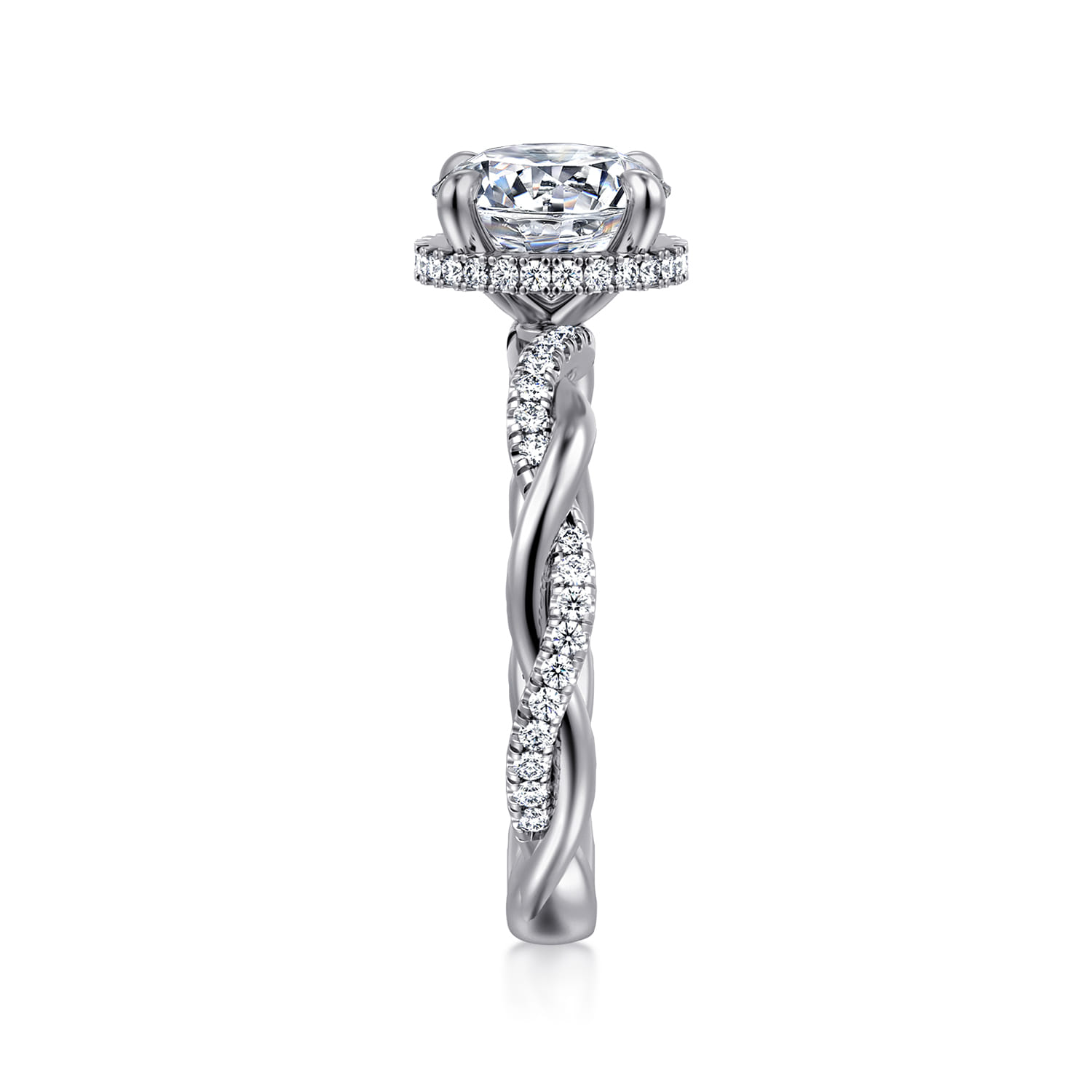 Ama - 14K White Gold Twisted Round Halo Diamond Engagement Ring - 0.28 ct - Shot 5