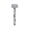 Ama - 14K White Gold Twisted Round Halo Diamond Engagement Ring - 0.28 ct