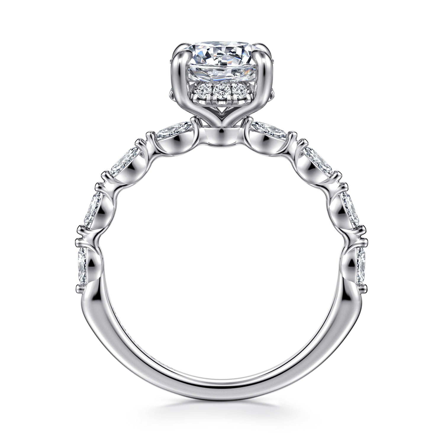 Adeena - 14K White Gold Round Hidden Halo Diamond Engagement Ring - 0.3 ct - Shot 2