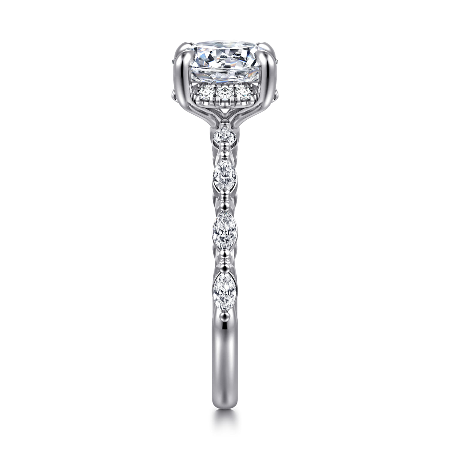 Adeena - 14K White Gold Round Hidden Halo Diamond Engagement Ring - 0.3 ct - Shot 4