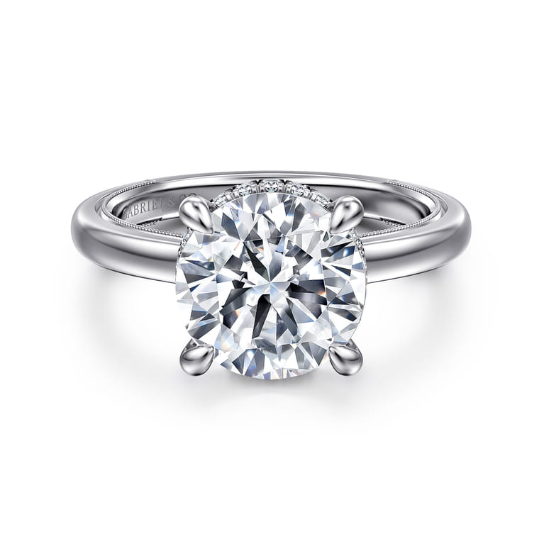 Sandi - 14K White Gold Round Diamond Engagement Ring - 0.13 ct - Shot 1