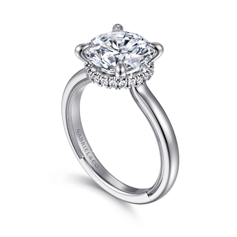 Sandi - 14K White Gold Round Diamond Engagement Ring - 0.13 ct - Shot 3