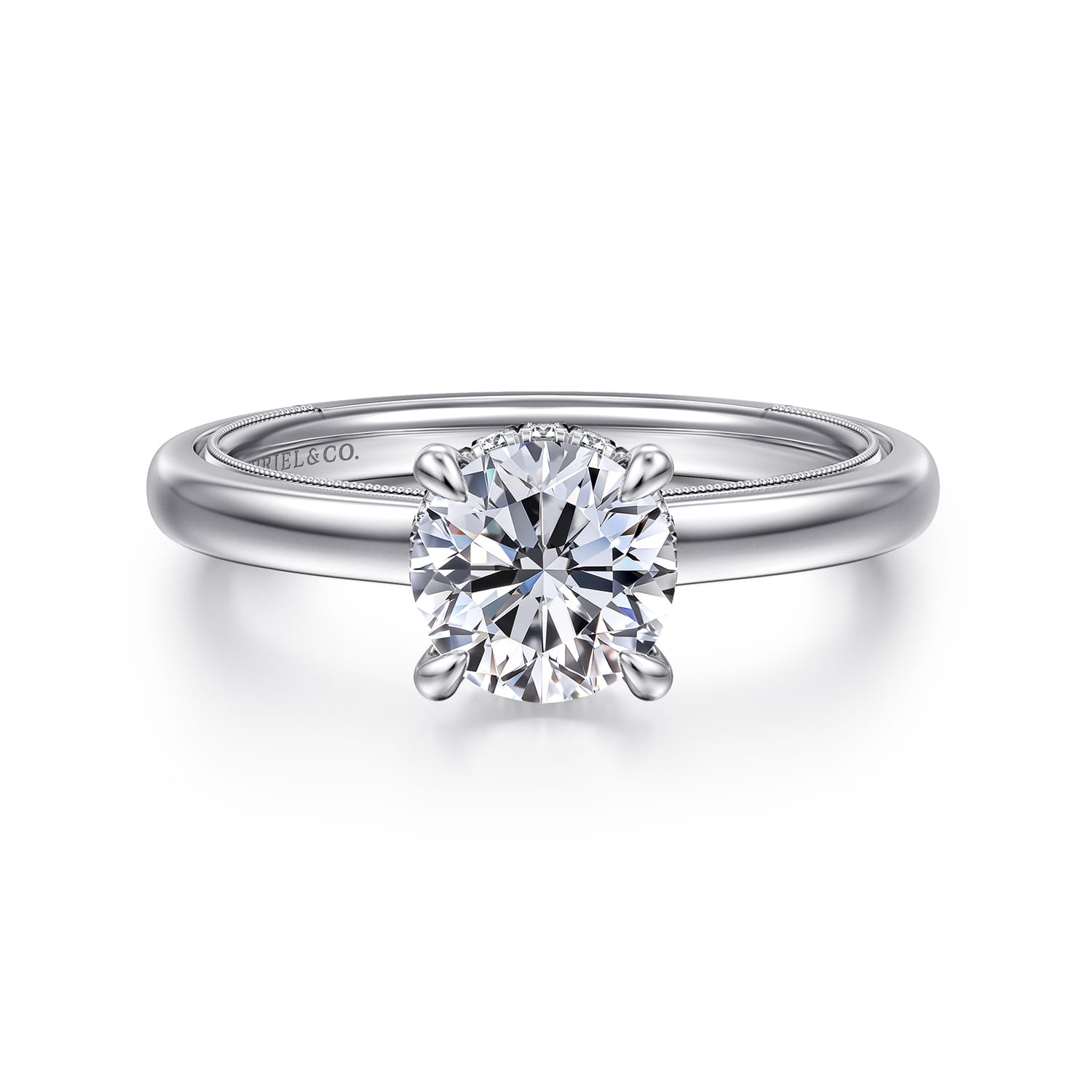 Sandi - 14K White Gold Round Diamond Engagement Ring - 0.08 ct - Shot 1