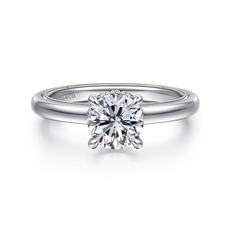 Sandi - 14K White Gold Round Diamond Engagement Ring - 0.08 ct - Shot 1