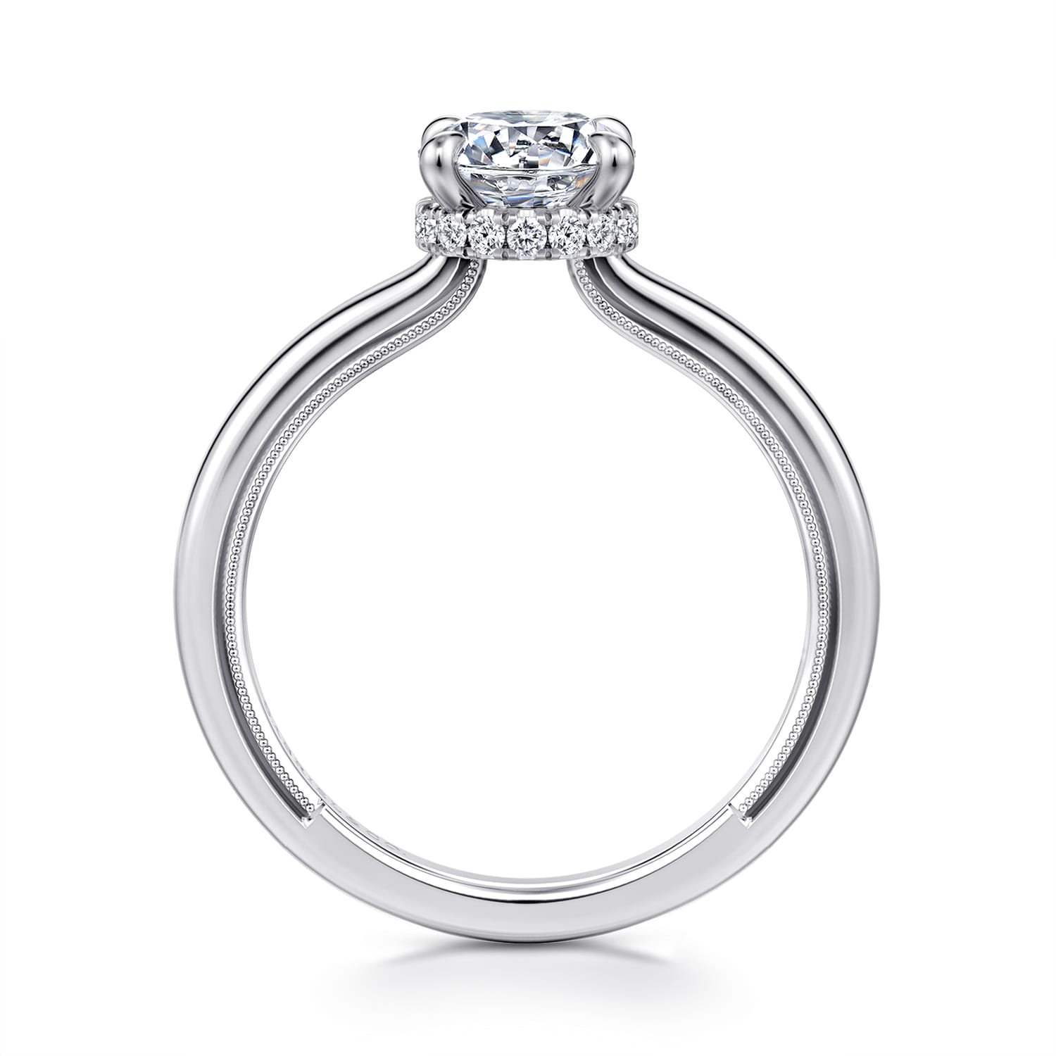 Sandi - 14K White Gold Round Diamond Engagement Ring - 0.08 ct - Shot 2