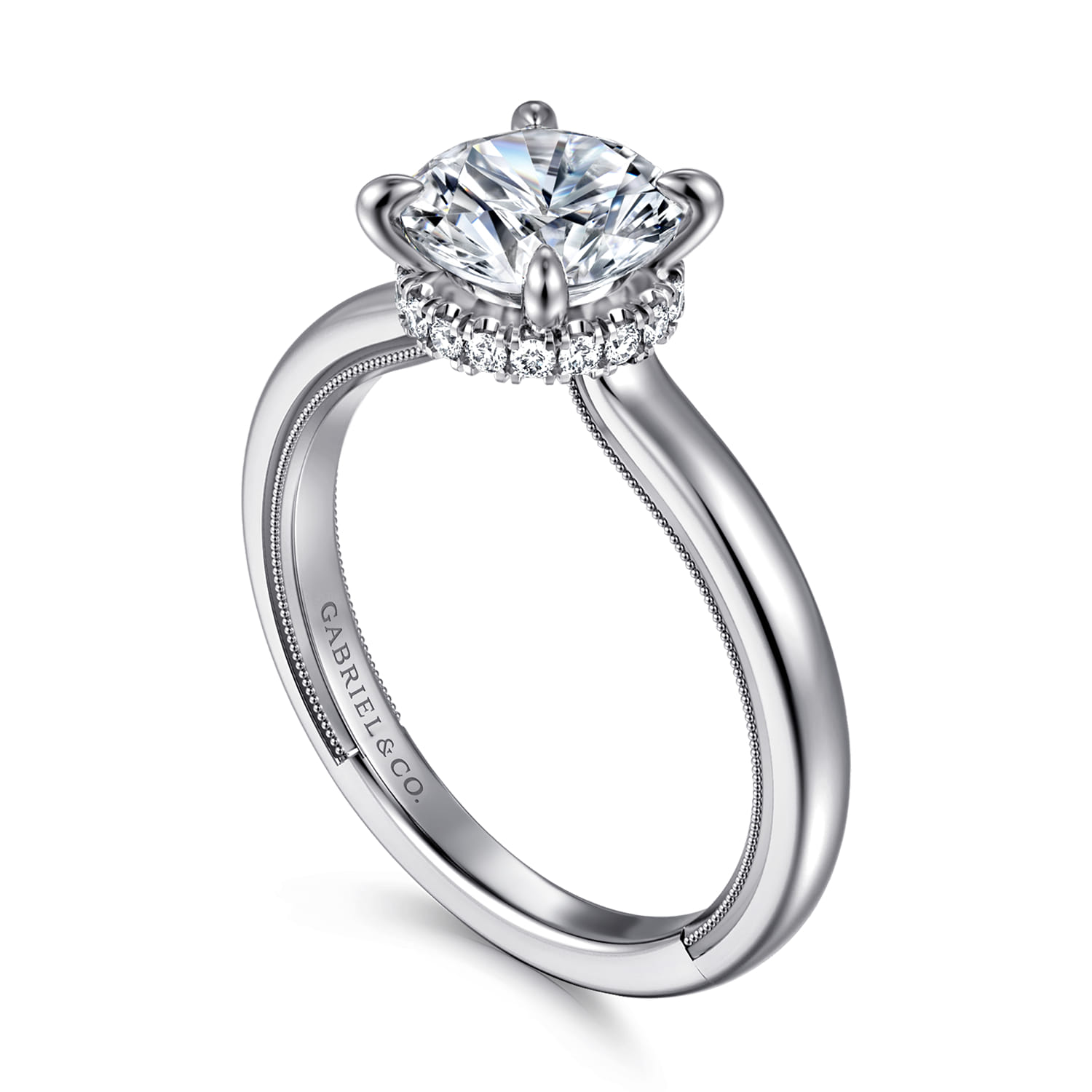 Sandi - 14K White Gold Round Diamond Engagement Ring - 0.1 ct - Shot 3