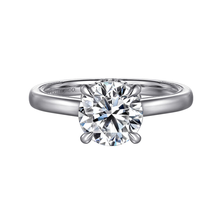 Sandi - 14K White Gold Round Diamond Engagement Ring - 0.1 ct - Shot 1