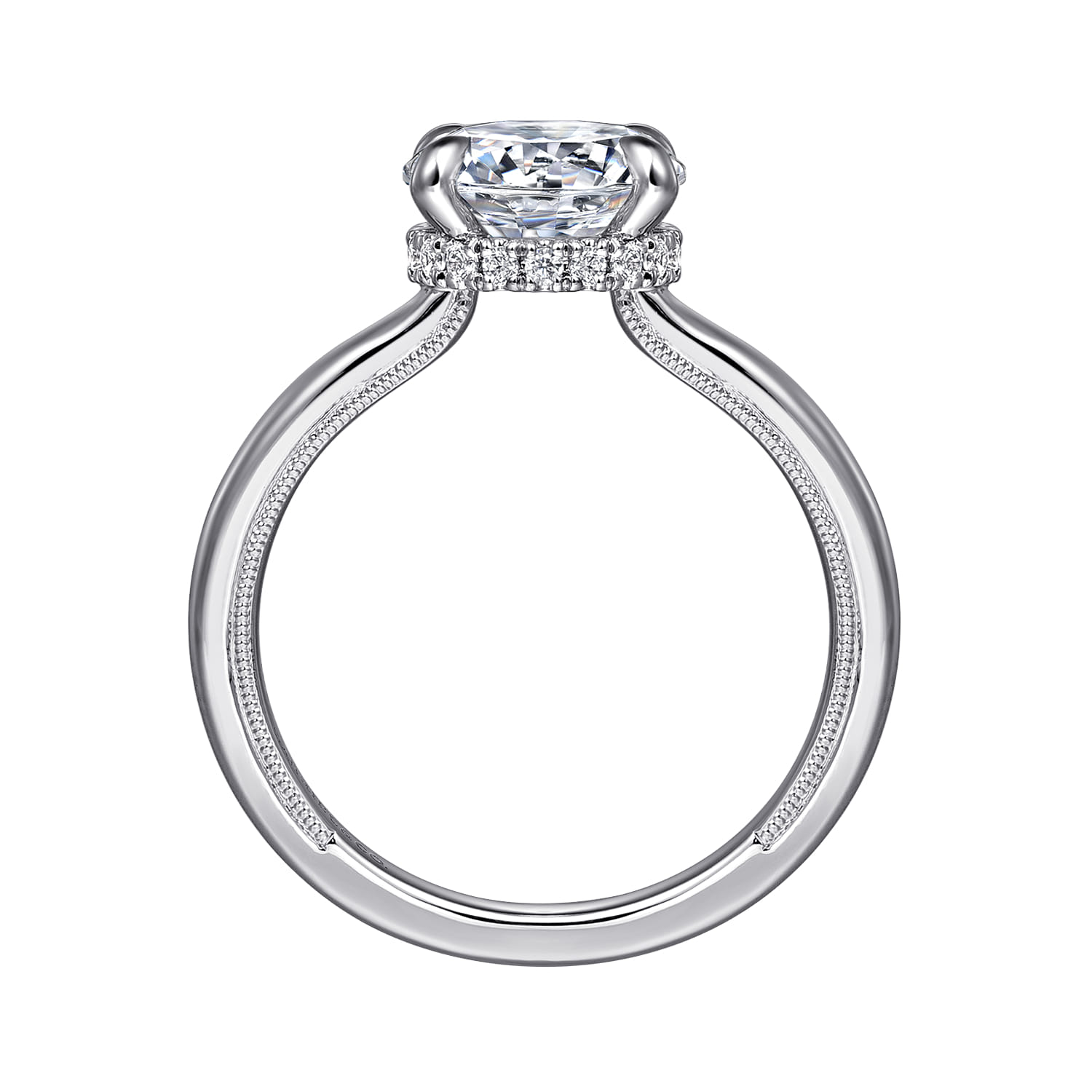 Sandi - 14K White Gold Round Diamond Engagement Ring - 0.1 ct - Shot 2
