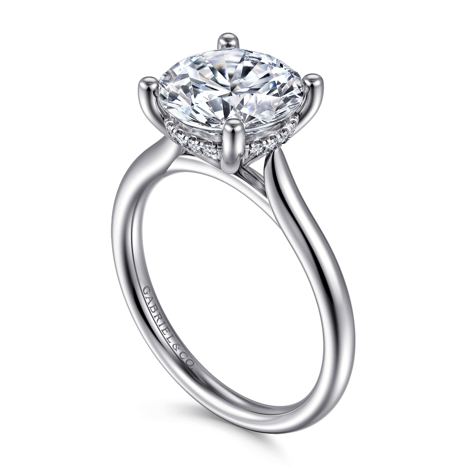 Azucena - 14K White Gold Round Solitaire Diamond Engagement Ring - 0.06 ct - Shot 3