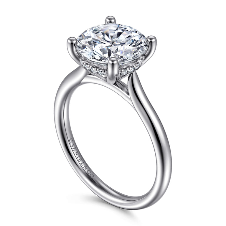 Azucena - 14K White Gold Round Solitaire Diamond Engagement Ring - 0.06 ct - Shot 3