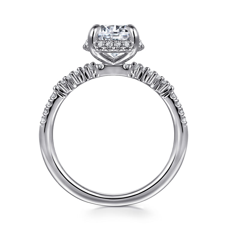 Kitty - 14K White Gold Round Hidden Halo Diamond Engagement Ring - 0.25 ct - Shot 2