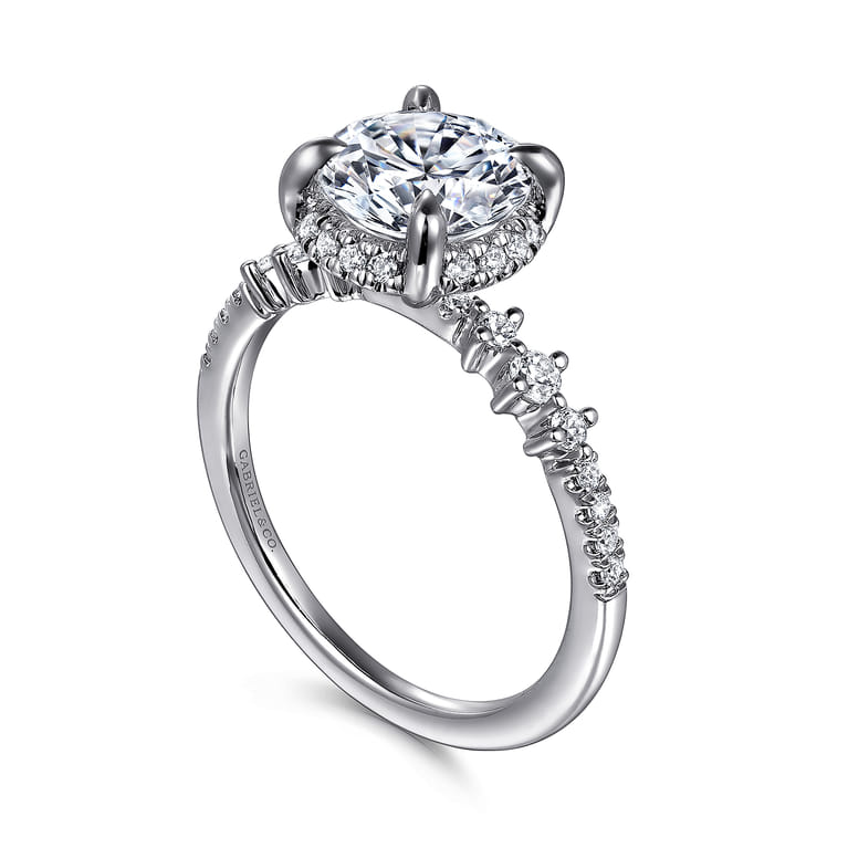 Kitty - 14K White Gold Round Hidden Halo Diamond Engagement Ring - 0.25 ct - Shot 3