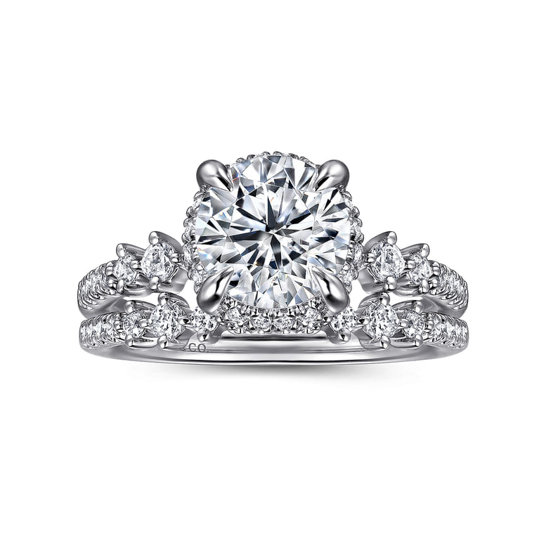 Kitty - 14K White Gold Round Hidden Halo Diamond Engagement Ring - 0.25 ct - Shot 4