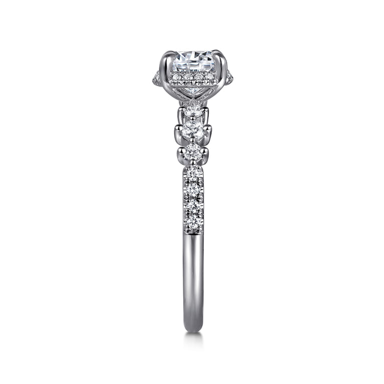 Kitty - 14K White Gold Round Hidden Halo Diamond Engagement Ring - 0.25 ct - Shot 5