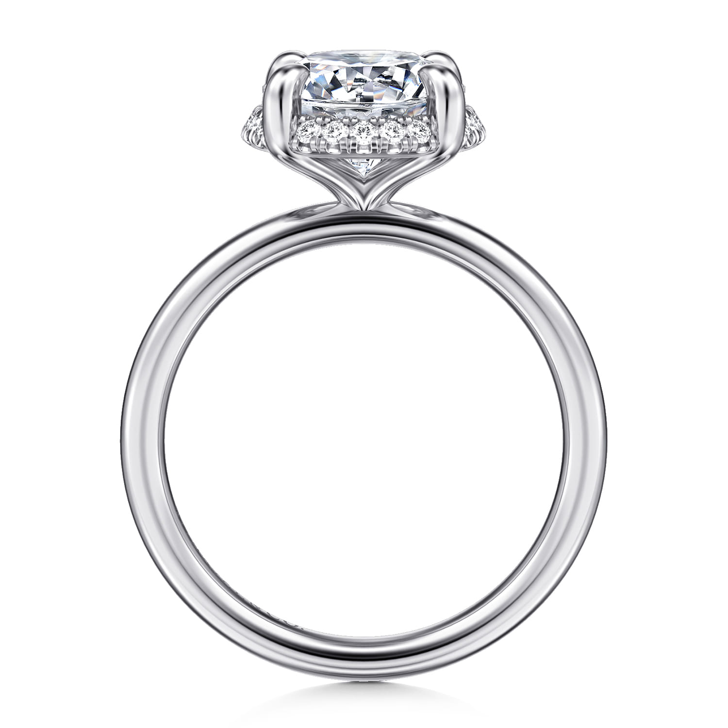 Seattle - 14K White Gold Round Hidden Halo Diamond Engagement Ring - 0.1 ct - Shot 2