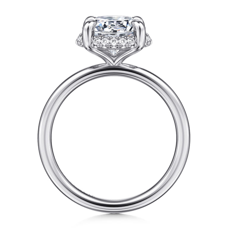 Seattle - 14K White Gold Round Hidden Halo Diamond Engagement Ring - 0.1 ct - Shot 2