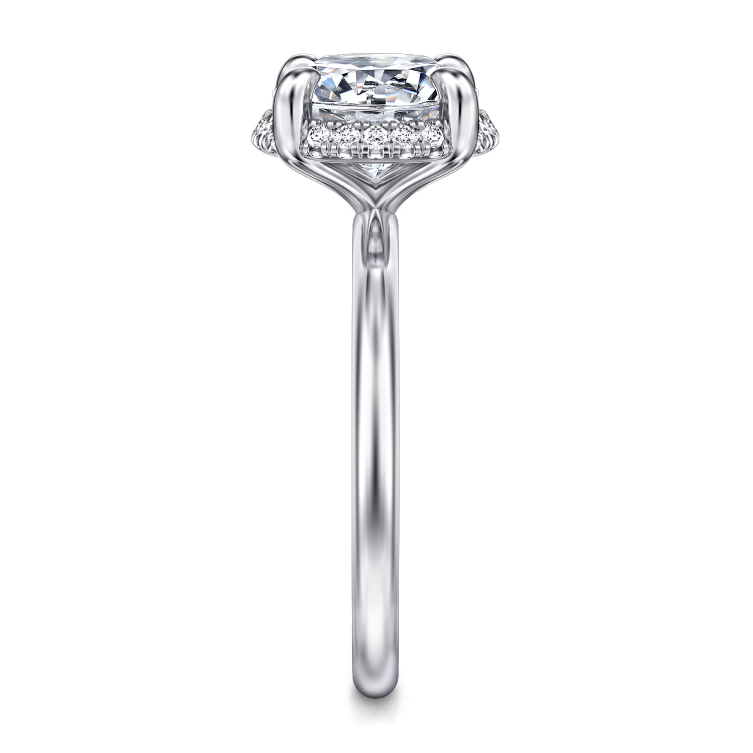 Seattle - 14K White Gold Round Hidden Halo Diamond Engagement Ring - 0.1 ct - Shot 4