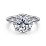 Seattle - 14K White Gold Round Hidden Halo Diamond Engagement Ring - 0.1 ct