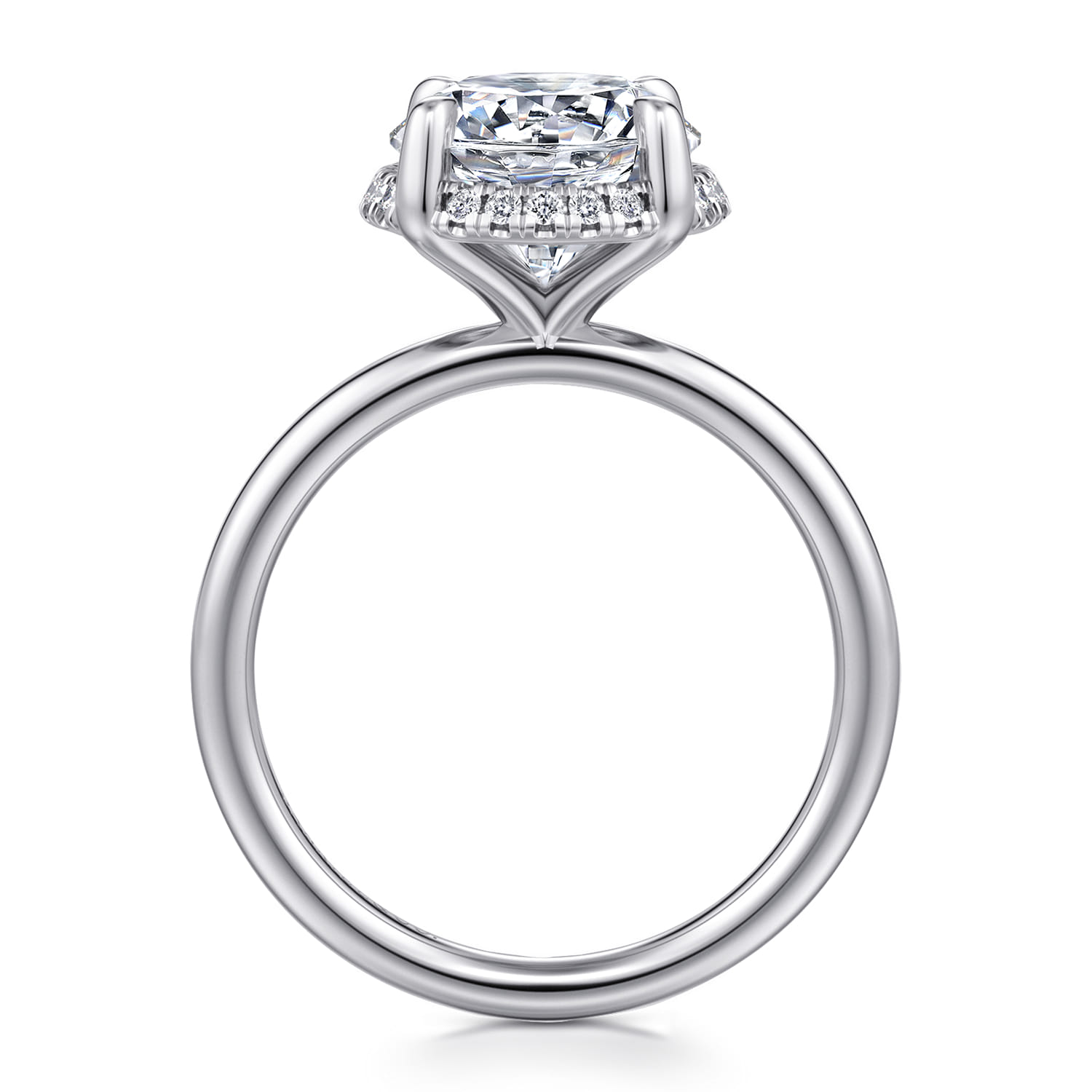 Seattle - 14K White Gold Round Hidden Halo Diamond Engagement Ring - 0.1 ct - Shot 2
