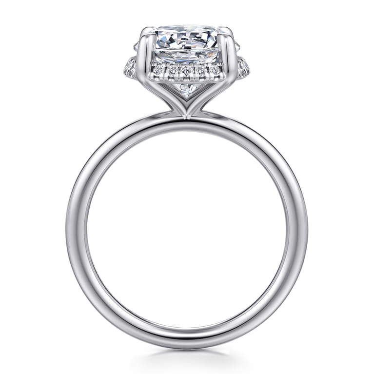 Seattle - 14K White Gold Round Hidden Halo Diamond Engagement Ring - 0.1 ct - Shot 2