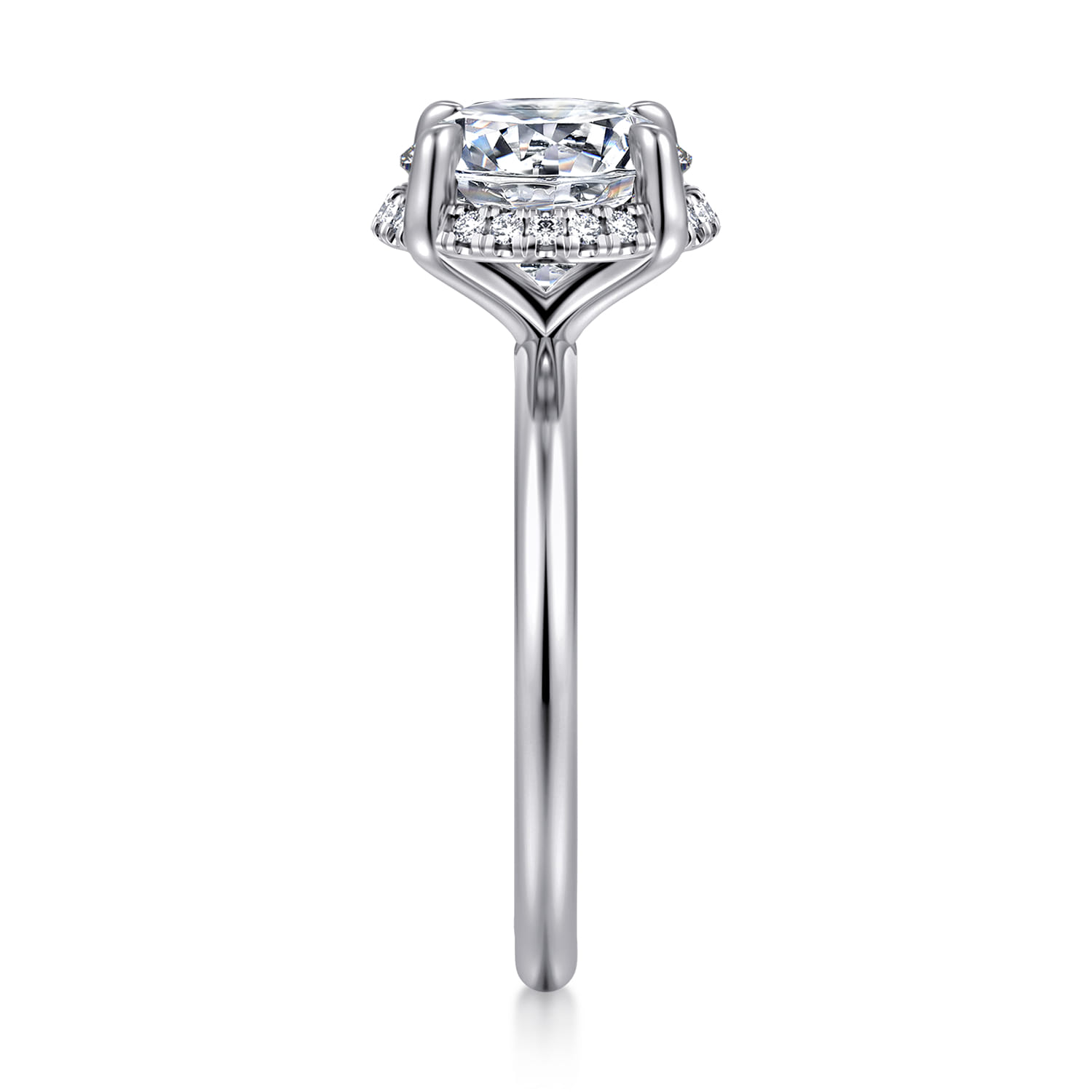 Seattle - 14K White Gold Round Hidden Halo Diamond Engagement Ring - 0.1 ct - Shot 4