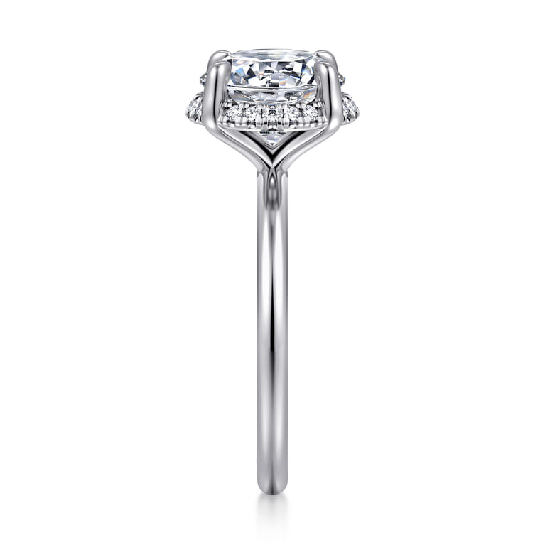 Seattle - 14K White Gold Round Hidden Halo Diamond Engagement Ring - 0.1 ct - Shot 4