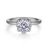 Seattle - 14K White Gold Round Hidden Halo Diamond Engagement Ring - 0.06 ct