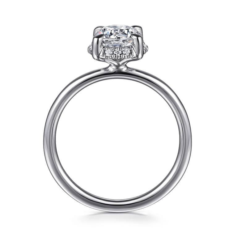 Seattle - 14K White Gold Round Hidden Halo Diamond Engagement Ring - 0.06 ct - Shot 2