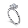Seattle - 14K White Gold Round Hidden Halo Diamond Engagement Ring - 0.06 ct