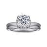 Seattle - 14K White Gold Round Hidden Halo Diamond Engagement Ring - 0.06 ct