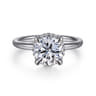 Seattle - 14K White Gold Round Hidden Halo Diamond Engagement Ring - 0.08 ct