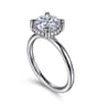 Seattle - 14K White Gold Round Hidden Halo Diamond Engagement Ring - 0.08 ct