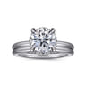 Seattle - 14K White Gold Round Hidden Halo Diamond Engagement Ring - 0.08 ct