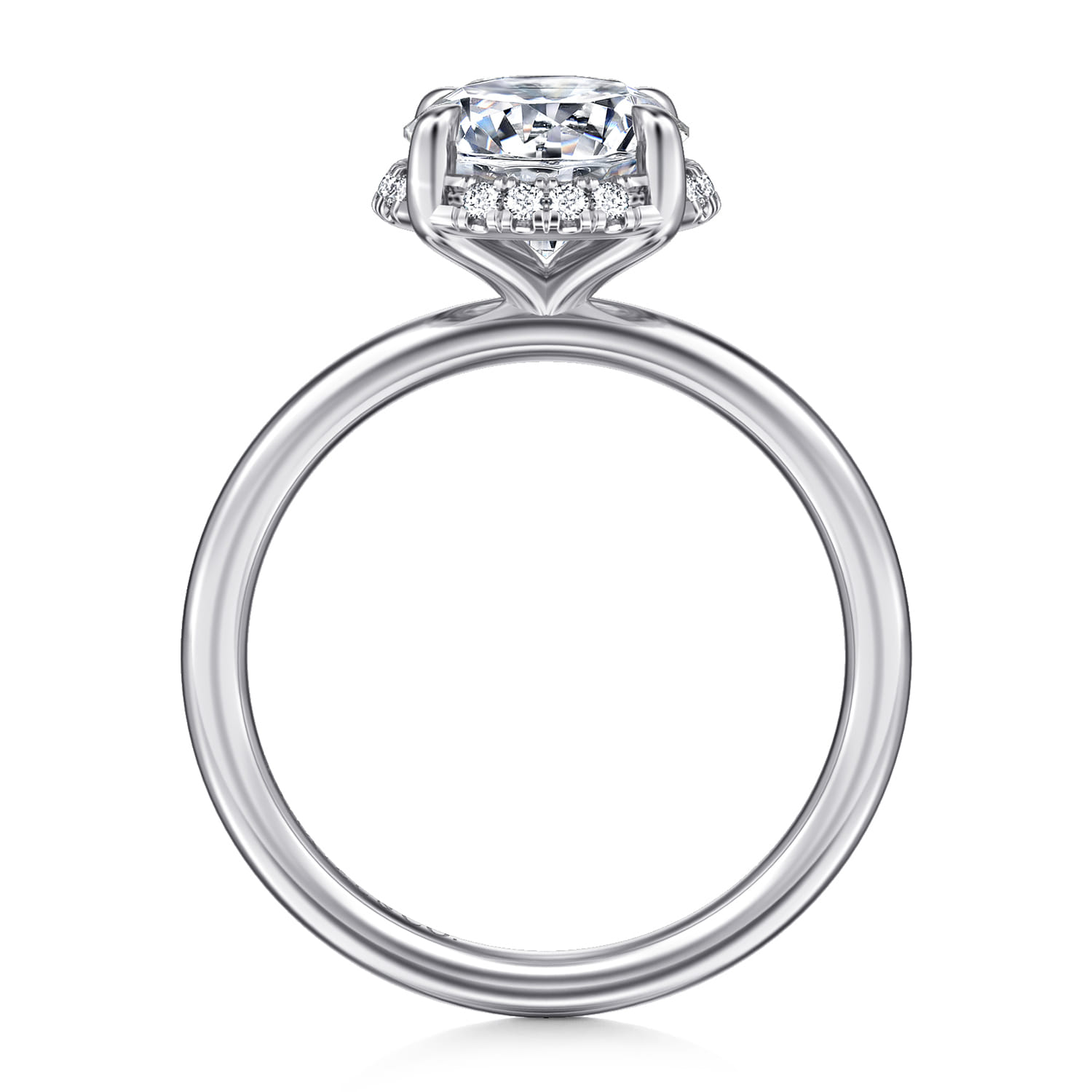 Seattle - 14K White Gold Round Hidden Halo Diamond Engagement Ring - 0.08 ct - Shot 2