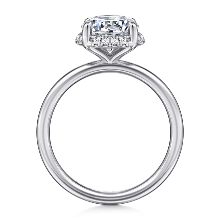 Seattle - 14K White Gold Round Hidden Halo Diamond Engagement Ring - 0.08 ct - Shot 2