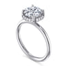 Seattle - 14K White Gold Round Hidden Halo Diamond Engagement Ring - 0.08 ct