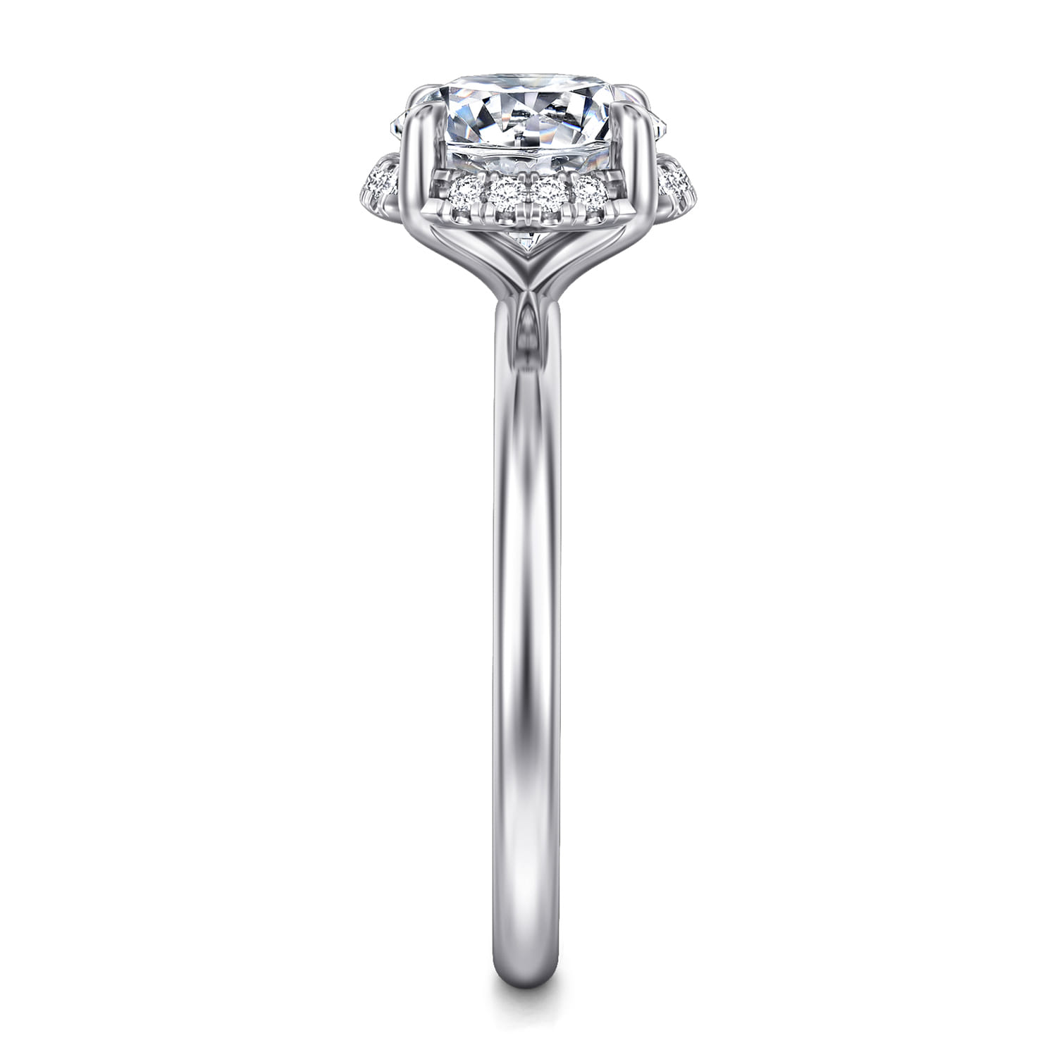 Seattle - 14K White Gold Round Hidden Halo Diamond Engagement Ring - 0.08 ct - Shot 4
