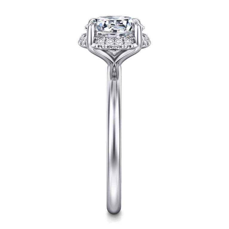 Seattle - 14K White Gold Round Hidden Halo Diamond Engagement Ring - 0.08 ct - Shot 4
