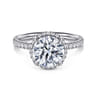 Suede - 14K White Gold Round Hidden Halo Diamond Engagement Ring - 0.3 ct