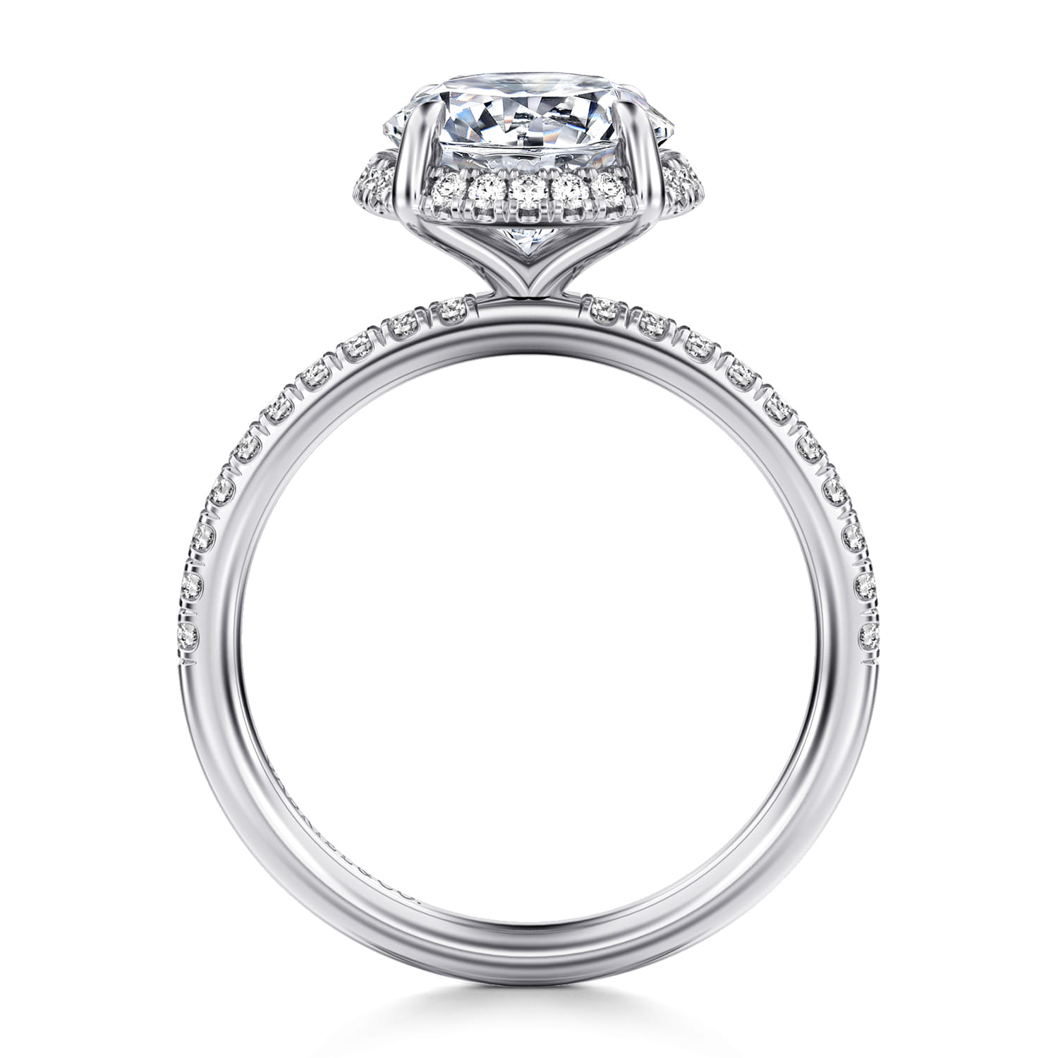 Suede - 14K White Gold Round Hidden Halo Diamond Engagement Ring - 0.3 ct - Shot 2