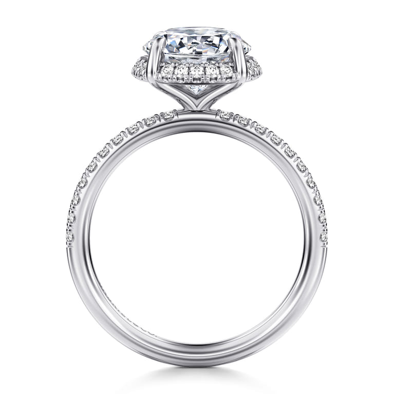 Suede - 14K White Gold Round Hidden Halo Diamond Engagement Ring - 0.3 ct - Shot 2