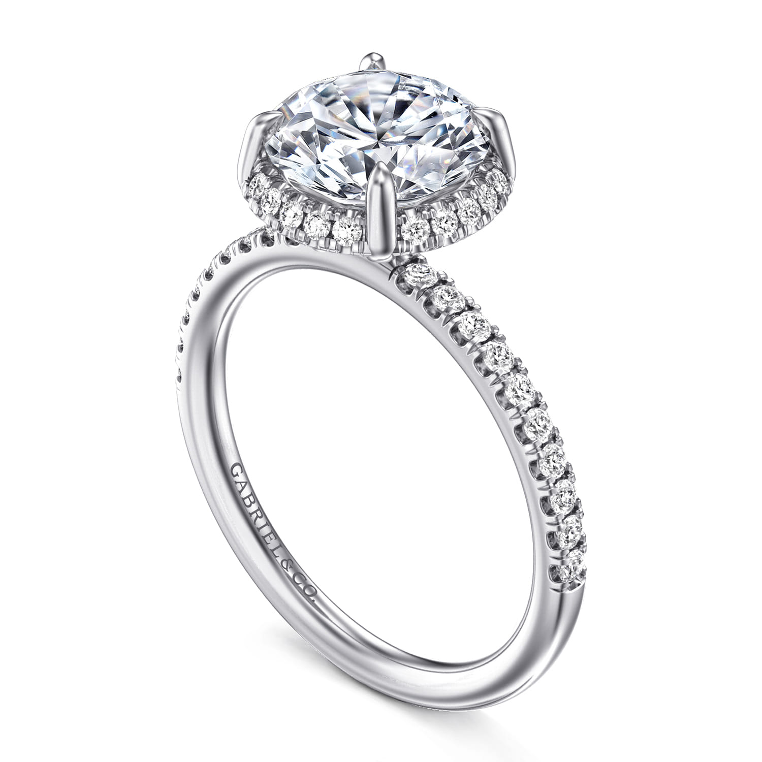 Suede - 14K White Gold Round Hidden Halo Diamond Engagement Ring - 0.3 ct - Shot 3