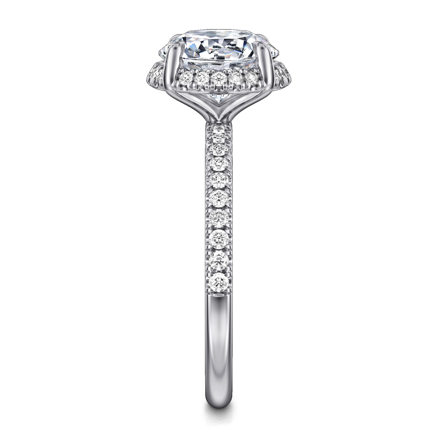Suede - 14K White Gold Round Hidden Halo Diamond Engagement Ring - 0.3 ct - Shot 4