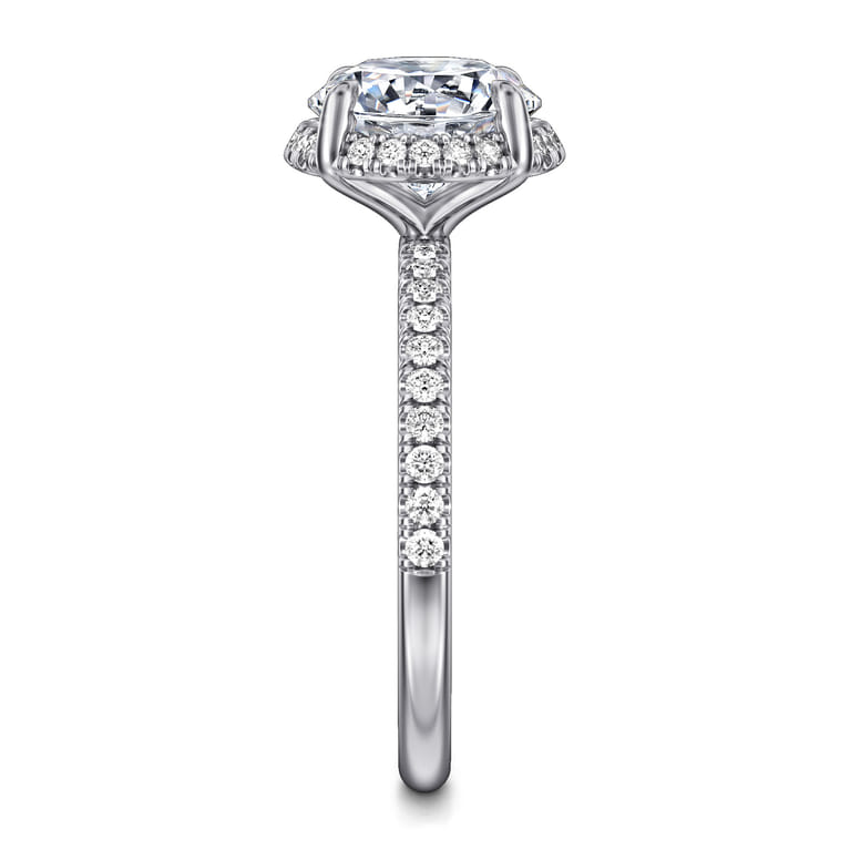 Suede - 14K White Gold Round Hidden Halo Diamond Engagement Ring - 0.3 ct - Shot 4