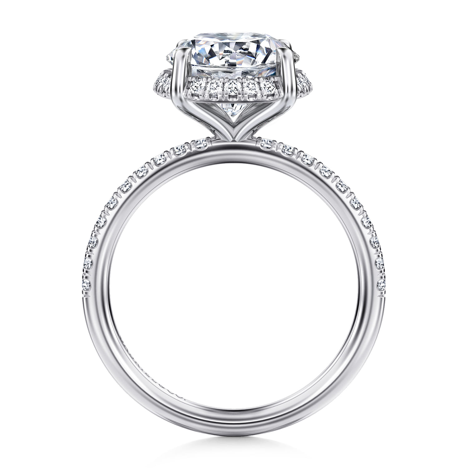 Suede - 14K White Gold Round Hidden Halo Diamond Engagement Ring - 0.3 ct - Shot 2