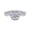 Suede - 14K White Gold Round Hidden Halo Diamond Engagement Ring - 0.25 ct