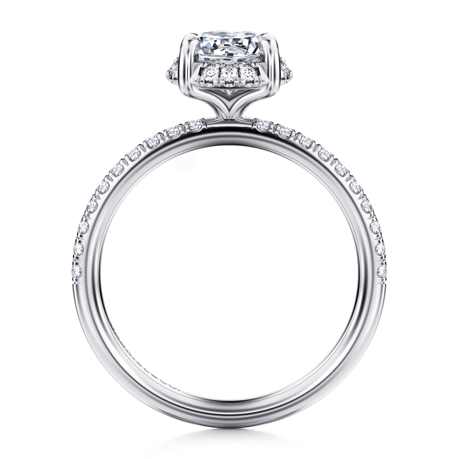 Suede - 14K White Gold Round Hidden Halo Diamond Engagement Ring - 0.25 ct - Shot 2