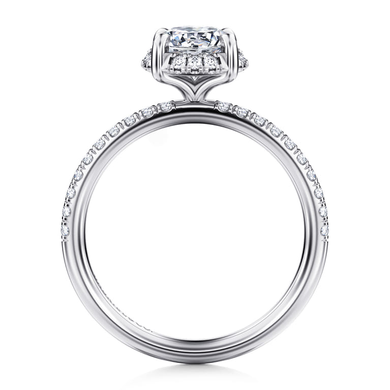 Suede - 14K White Gold Round Hidden Halo Diamond Engagement Ring - 0.25 ct - Shot 2